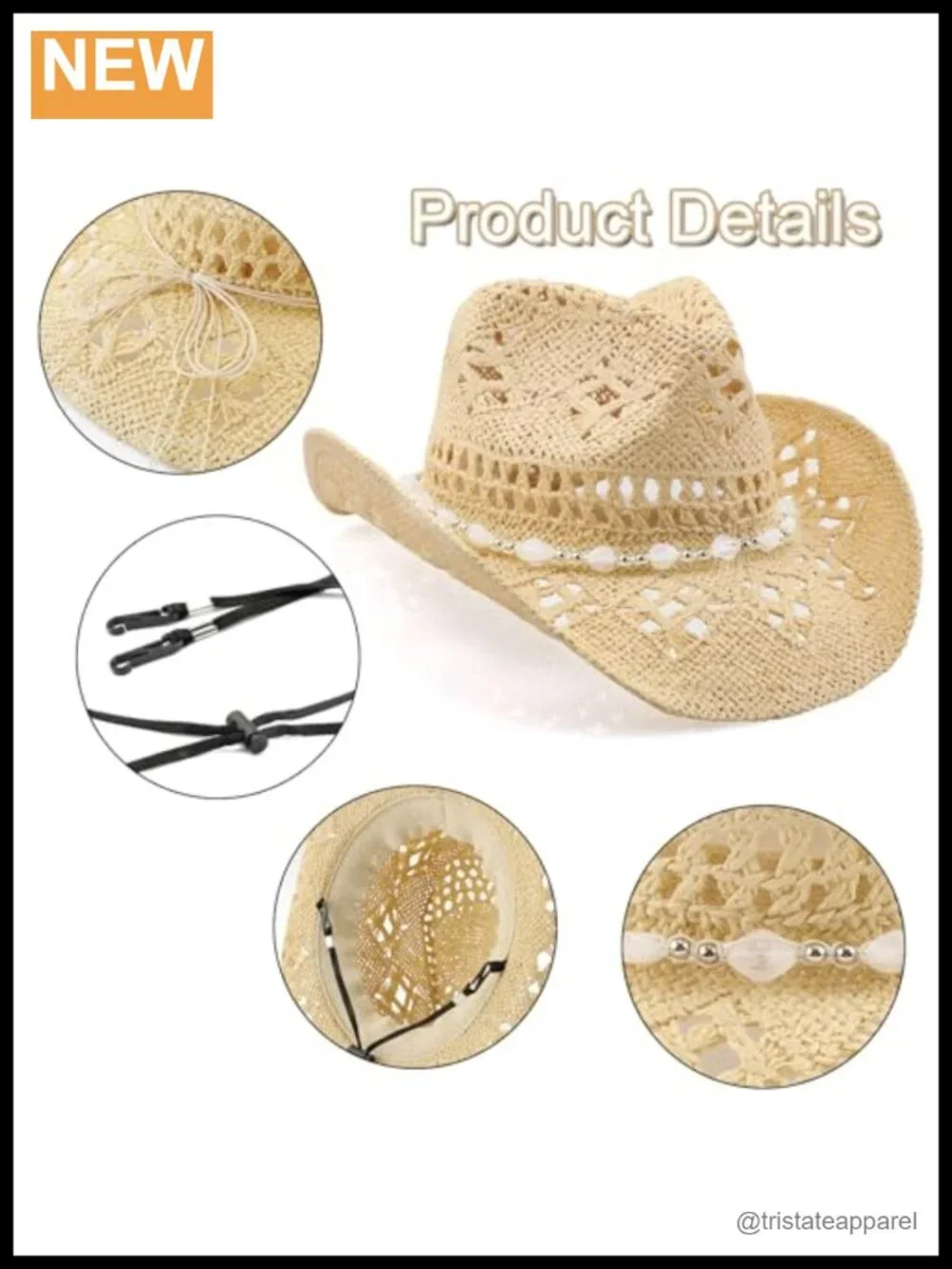 Natural Straw Cowboy Hat with Shapeable Brim Unisex